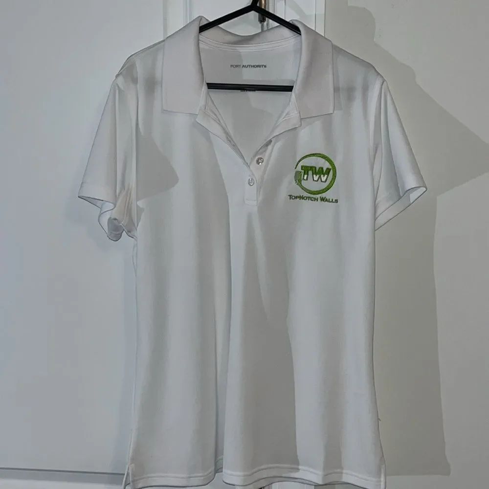 White womens ladies houseโpaining paint brush golf polo shirt M polyester